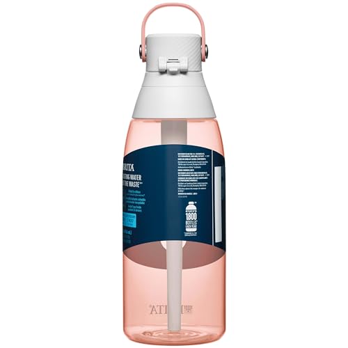 Brita Hard-Sided Plastic Premium Filtering Water Bottle, BPA-Free, Reusable, Replaces 300 Plastic Water Bottles, Filter Lasts 2 Months or 40 Gallons, Includes 1 Filter, Blush - 36 oz.