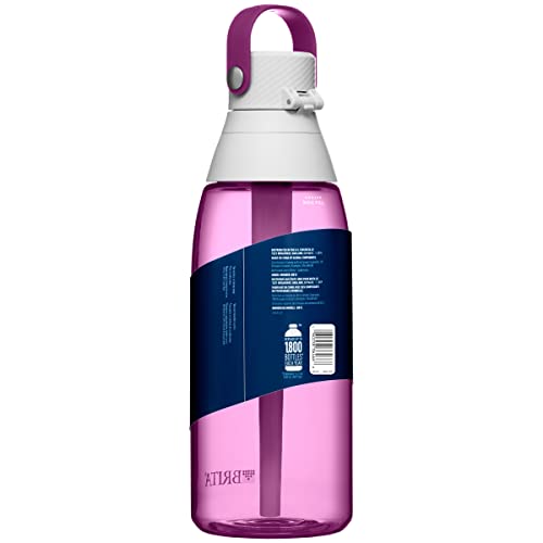Brita Hard-Sided Plastic Premium Filtering Water Bottle, BPA-Free, Reusable, Replaces 300 Plastic Water Bottles, Filter Lasts 2 Months or 40 Gallons, Includes 1 Filter, Orchid - 36 oz.
