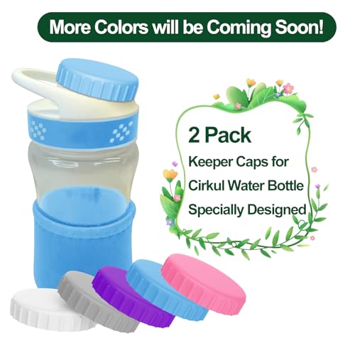 2 Pack Keeper Caps for Cirkul Water Bottle, Compatible with Cirkul Flavors Cartridges, Accessories for Cirkul, Essential for Circle Water Bottle, Replacement Lid Cap for Cirkul Water Bottle(W+Blue)