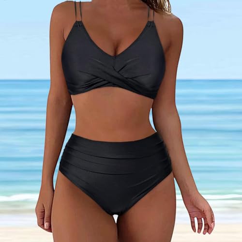 Firzero Swim Suits for Women 2024 Tummy Control One/Two Piece Bathing Suits Sexy Mesh High Waistd Swimsuits Push Up V Neck Swimwear