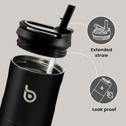 BOTTLE BOTTLE Insulated Water Bottle 24oz with Straw Lid and Handle for Sports Travel Gym Stainless Steel Water Bottles Double-Wall Vacuum Metal Thermos Bottles Leak Proof BPA-Free (Petal Passion)