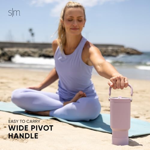 Simple Modern Trek Pivot | 40oz Flip Straw Tumbler with Handle | Water Bottle & Boot | Interchangeable Straw & Chug Lids | Insulated Stainless Steel Jug | Gym Sports Outdoors | Blush Tie Dye