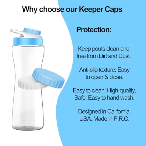 2 Pack Keeper Caps for Cirkul Water Bottle, Compatible with Cirkul Flavors Cartridges, Accessories for Cirkul, Essential for Circle Water Bottle, Replacement Lid Cap for Cirkul Water Bottle(W+Blue)