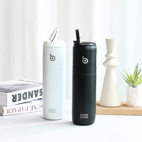 BOTTLE BOTTLE Insulated Water Bottle 24oz with Straw Lid and Handle for Sports Travel Gym Stainless Steel Water Bottles Double-Wall Vacuum Metal Thermos Bottles Leak Proof BPA-Free (Petal Passion)
