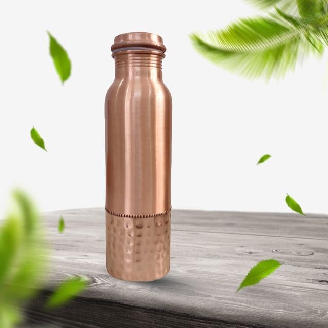 Pure Hammered Copper Water Bottle - Drink More Water, Lower Your Sugar Intake And Enjoy the Benefits Immediately, (Design 5)