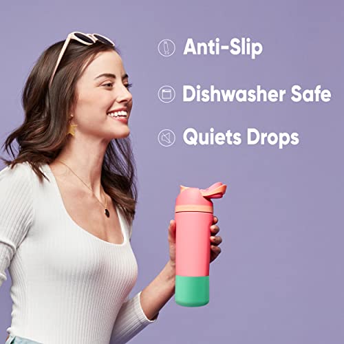 Owala Silicone Water Bottle Boot, Anti-Slip Protective Sleeve for Water Bottle, Protects FreeSip and Flip Stainless Steel Water Bottles, 32 Oz, Black