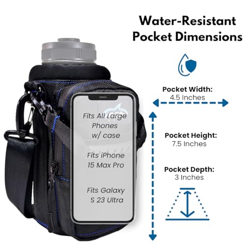 Arca Gear 32 oz Hydro Carrier - Insulated Water Bottle Sling w/Carry Handle, Shoulder Strap, Wallet and Two Pouches - The Perfect Flask Accessory - Black