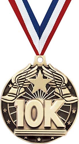 10K Medals, 2" Gold 10K Race Medal Award with Free Custom Engraving 5 Pack