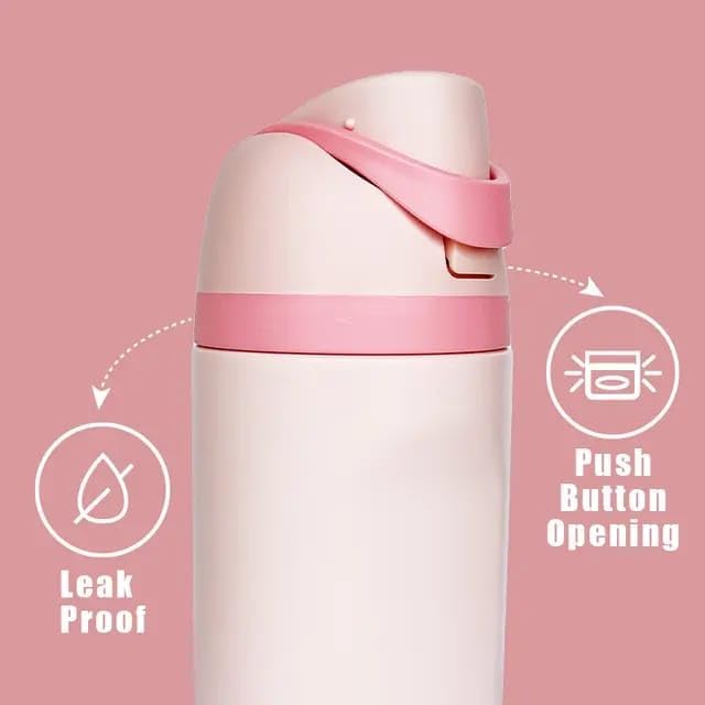 Premium Stainless Steel Water Bottle – Leak-Proof, BPA-Free with Straw and Grip – perfect for Travel, Sport, Gym and Outdoor Adventures.(White, 20 Oz)