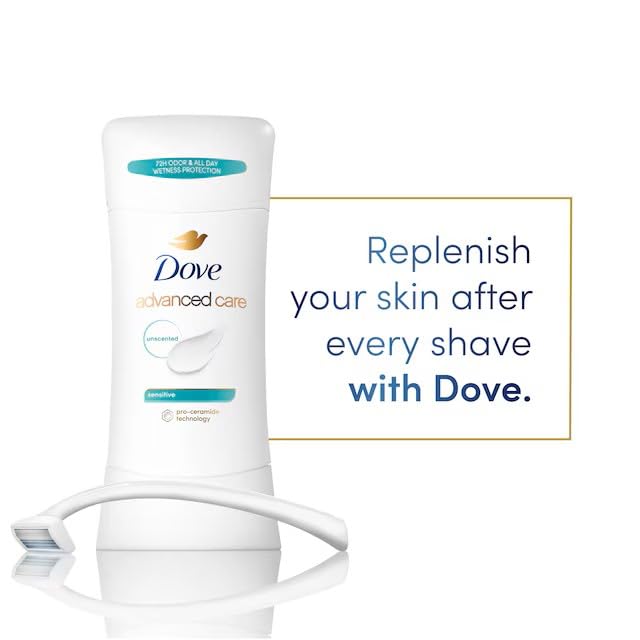 Dove Deodorant 2.6 Ounce Anti-Perspirant Sensitive Stick, 3 Pack, Unscented