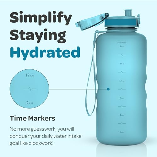 Hydracy 2L Large Water Bottle, 100% BPA Free Tritan Plastic, Leakproof, Zero Condensation, Motivational Timeline, Safe, Non-Toxic, Durable, Smart Design