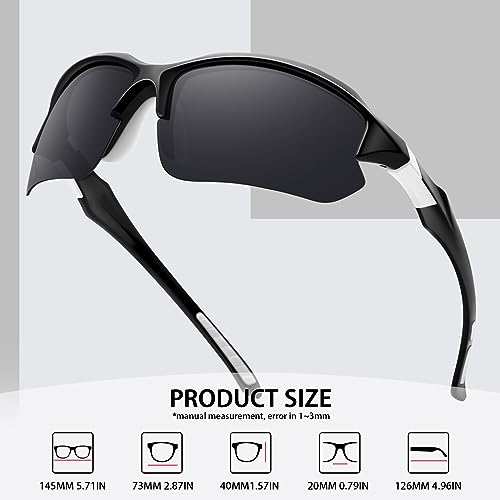 DioKiw 3PACK Sports Polarized Sunglasses for Men Cycling Running Fishing UV400 Protection Sun Glasses Lightweight Half Frame Goggles