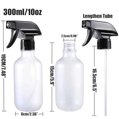 Small Water Spray Bottle for Hair, Frosted Clear Plastic Small Squirt Bottle with Adjustable Mist/Stream, Refillable Empty Mister Spray Bottles for Hair, Plant, Cleaning, Pet, 10.1 oz /300ML