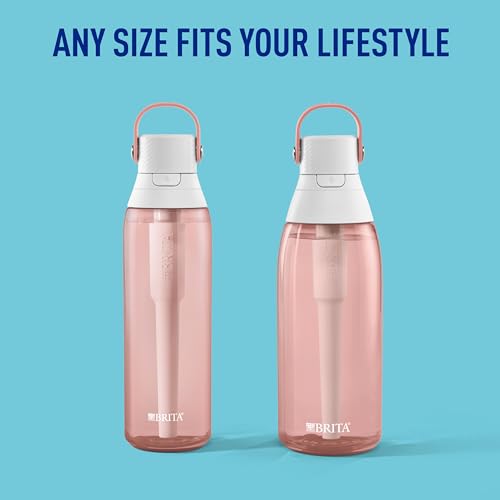 Brita Hard-Sided Plastic Premium Filtering Water Bottle, BPA-Free, Reusable, Replaces 300 Plastic Water Bottles, Filter Lasts 2 Months or 40 Gallons, Includes 1 Filter, Blush - 36 oz.
