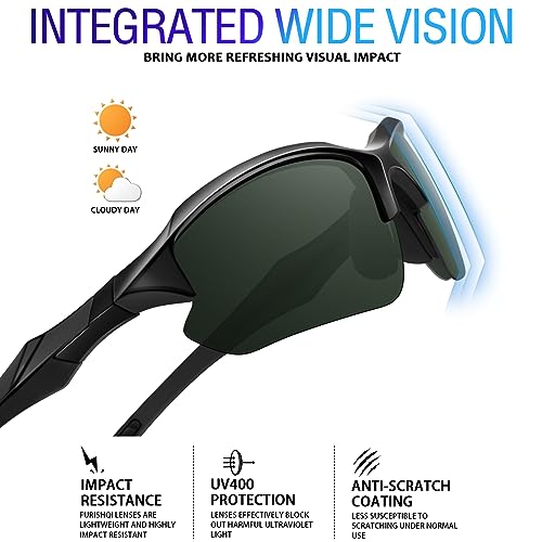 DioKiw 3PACK Sports Polarized Sunglasses for Men Cycling Running Fishing UV400 Protection Sun Glasses Lightweight Half Frame Goggles