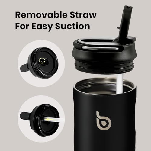 BOTTLE BOTTLE Insulated Water Bottle 24oz with Straw Lid and Handle for Sports Travel Gym Stainless Steel Water Bottles Double-Wall Vacuum Metal Thermos Bottles Leak Proof BPA-Free (Petal Passion)