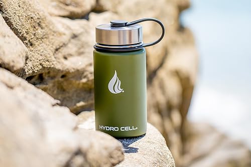 HYDRO CELL Stainless Steel Insulated Water Bottle with Straw - For Cold & Hot Drinks - Metal Vacuum Flask with Screw Cap and Modern Leakproof Sport Thermos for Kids & Adults (Teal/Blue 18oz)