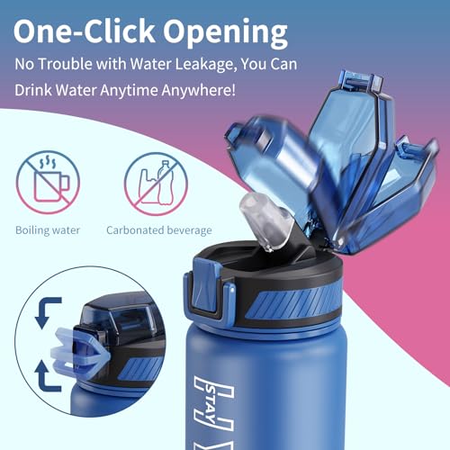 QLUR Water Bottle with Straw, 32 oz Motivational Water Bottles with Time Marker to Drink, Tritan BPA Free, 1L Sports Water Bottle with Carry Strap LeakProof for Women Gym Fitness Outdoor (1 Pack)