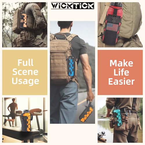 WICKTICK Molle Water Bottle Holder Pouch 16 24 32 40 64 oz - Multi-Purpose Tactical Fuel Bottle Bag, Adjustable Size for Outdoor Activities, Adapted to Backpack/Vest/Belt (Black, Classic)