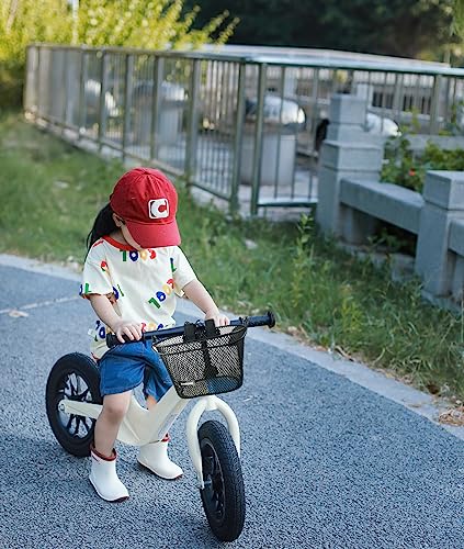 SAMORE Front Bike Basket for Kids Metal Black Bicycle Baskets for Girls & Boys Children Bike Basket with Handle Fits Triycle, Scooter, Balance Bike