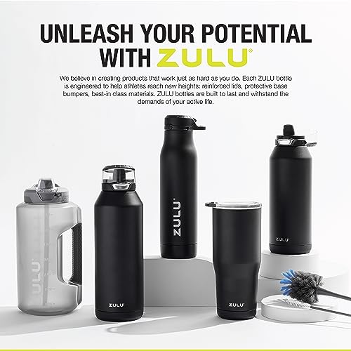Zulu Ace 18oz Vacuum Insulated Stainless Steel Water Bottle with Chug Spout, Leak-Proof Locking Lid and Removable Base for School, Backpack, Sports, Gym, Travel, Army
