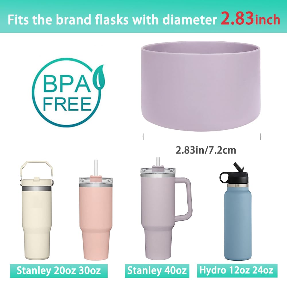 WK IEASON 2 Pcs Tumbler Bottom Protector Boot for Stanley Quencher Adventure 40oz & Stanley IceFlow 20oz 30oz and Compatible with Hydro Flask Water Bottle 12oz 21oz 24oz (Citron/orchid)