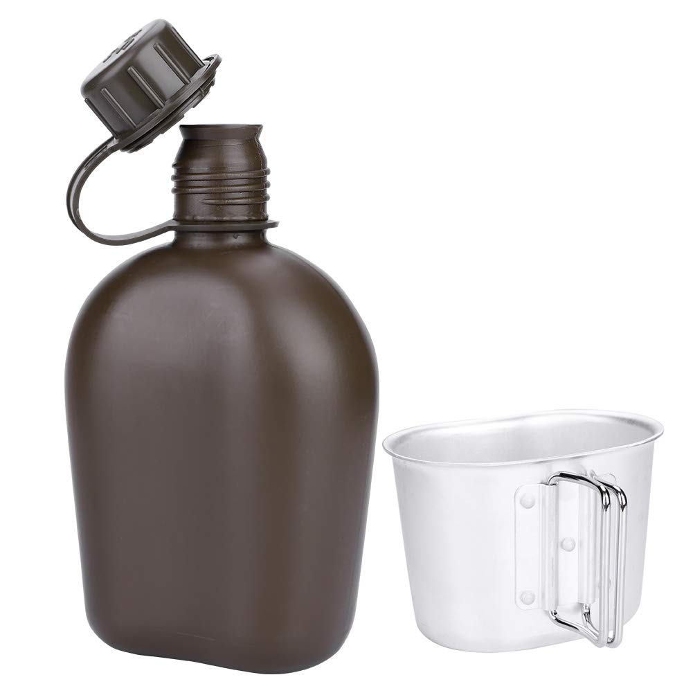 Outdoor Canteen,Aluminum Camouflage Bag Water Bottle with Quart Cup for Hiking Camping