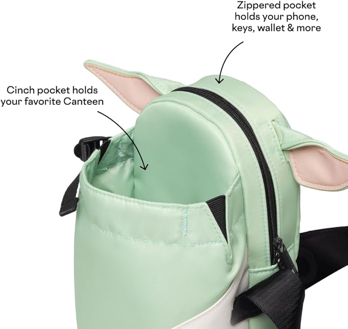 Corkcicle x Star Wars Grogu Crossbody Water Bottle Sling Bag, Fits 16 oz to 40 oz Tumbler – Water Bottle Holder with Strap Securely Holds Bottle, Cards, Phone, & Keys