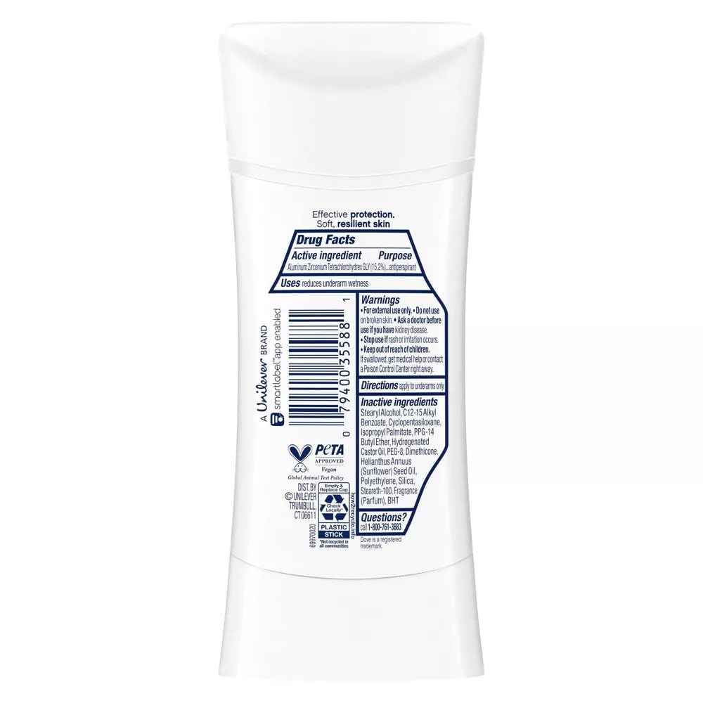 Dove Deodorant 2.6 Ounce Anti-Perspirant Sensitive Stick, 3 Pack, Unscented