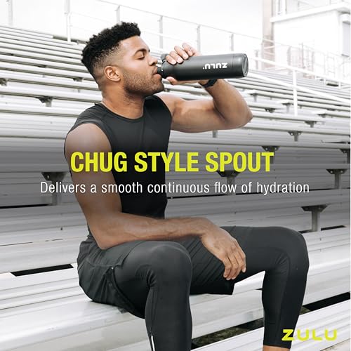 Zulu Ace 18oz Vacuum Insulated Stainless Steel Water Bottle with Chug Spout, Leak-Proof Locking Lid and Removable Base for School, Backpack, Sports, Gym, Travel, Army