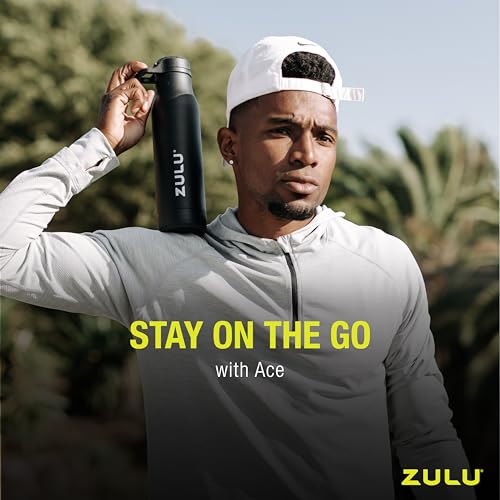 Zulu Ace 18oz Vacuum Insulated Stainless Steel Water Bottle with Chug Spout, Leak-Proof Locking Lid and Removable Base for School, Backpack, Sports, Gym, Travel, Army
