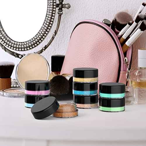 Houseables 3 Gram Jar, 3 ML Jar, BPA Free, Black, 2000 Pack, Cosmetic Empty Container, Plastic, Round Pot, Screw Cap Lid, Small Tiny 3g Bottle, for Make Up, Eye Shadow, Nails, Powder, Paint