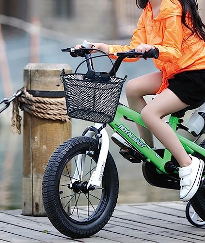 SAMORE Front Bike Basket for Kids Metal Black Bicycle Baskets for Girls & Boys Children Bike Basket with Handle Fits Triycle, Scooter, Balance Bike