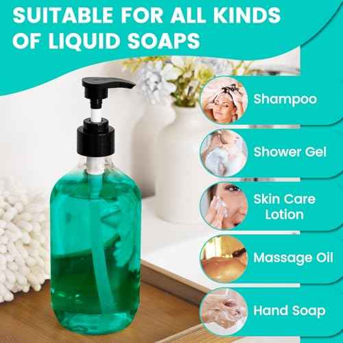 Teyssor Pump Bottle Dispenser Clear 2 Pack 300ml/10oz Empty Plastic Liquid Soap Dispensers, BPA-Free Refillable Container for Essential Oil Shampoo Lotion