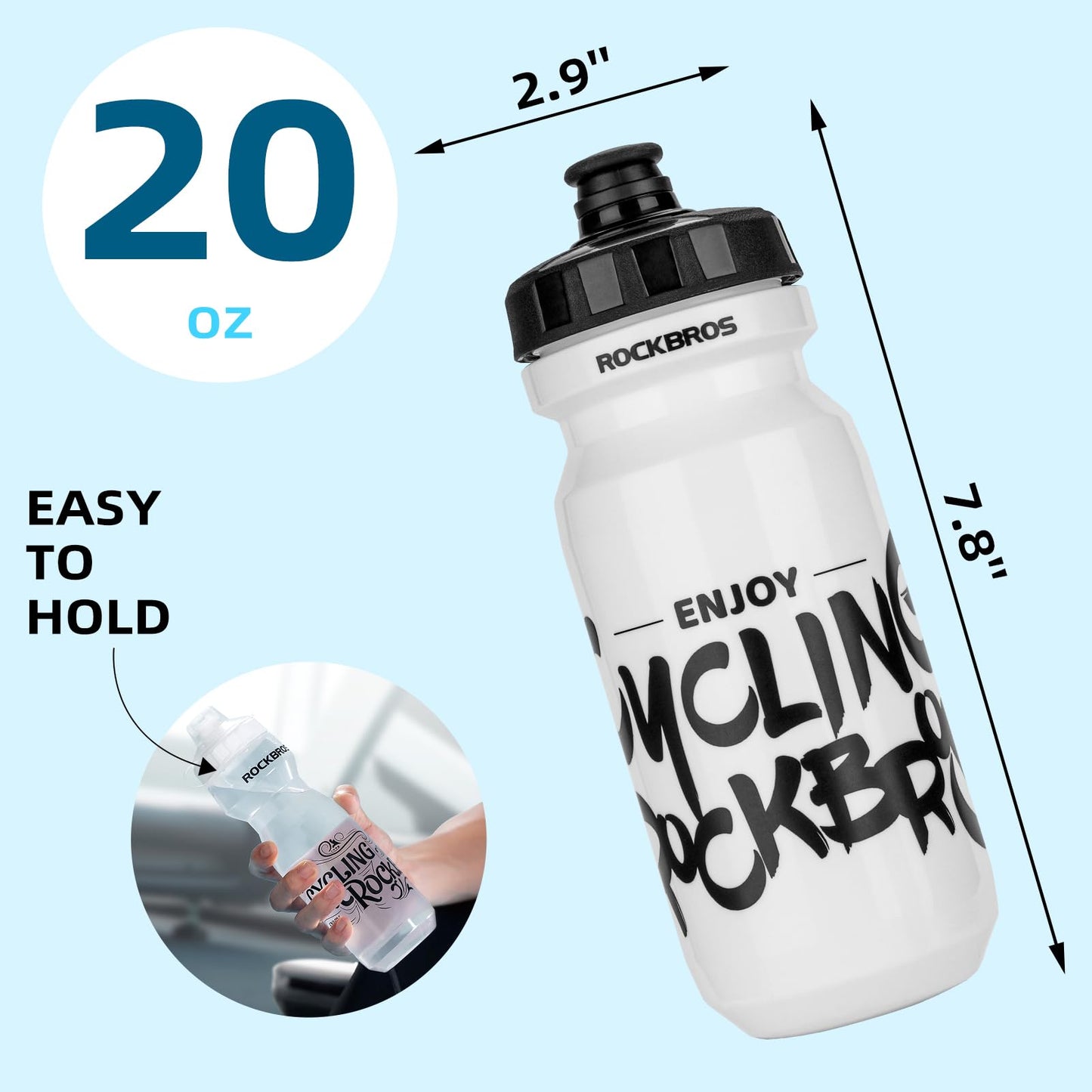 ROCKBROS Cycling Water Bottle, 20-25oz Cycling Bottle, BPA-Free