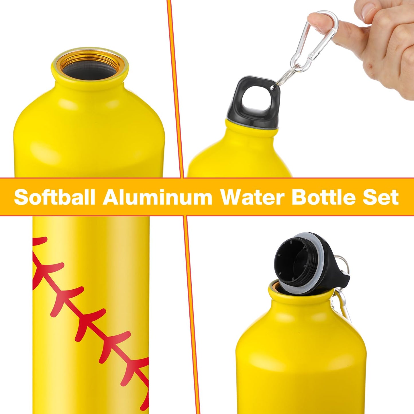 Uiifan 12 Pcs Softball Water Bottle Team Gift Bulk Leak Proof Lightweight Sports Water Bottle Reusable Aluminum Water Bottle with Twist Cap Buckle Softball Accessories for Camping Gym Travel(25 oz)