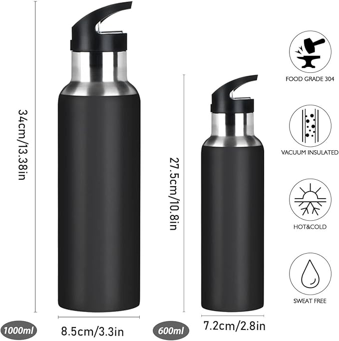 Blueangle 22oz Pink Daisy Water Bottle, BPA Free Non-Toxic Stainless Steel Water Bottle for Fitness, Gym and Outdoor Sports