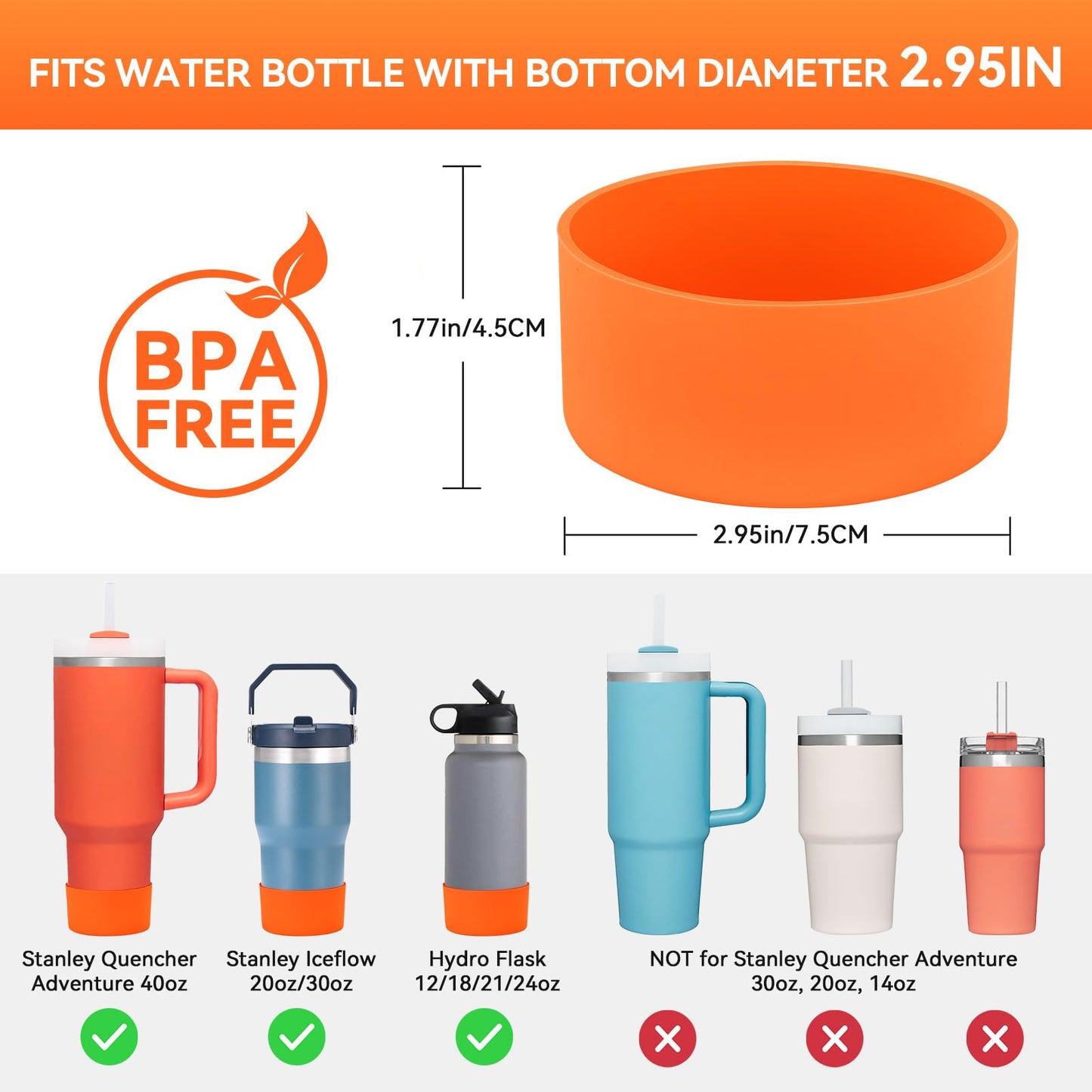 2 PCS for Stanley Boot, Silicone Bottom for Stanley Cup Boot Quencher Adventure 40oz&for Hydroflask Boot 12-24oz for Stanley Tumbler Accessories for Stanley Cup Accessories Avoid Scratches&Noise