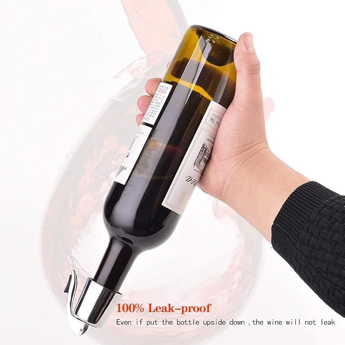 Wine Stoppers(2 PACK Bright),Wine Bottle Stoppers Stainless Steel,Reusable Wine Saver,Wine Sealer Keeps Wine Fresh,Wine Bottle Plug With Silicone,Superior Leak-Proof,Best Gift