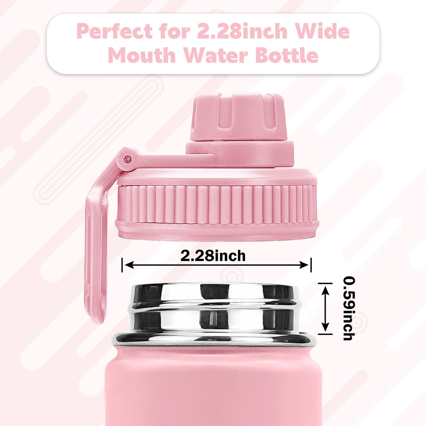 XccMe Spout Lid for Hydro Flask Wide Mouth Sport Water Bottles,2 Pack Replacement Lids for Most 12,14,16,18,20,22,32,40,64oz Wide Mouth Water Bottles with Handle Easy to Carry (Black+Pink)