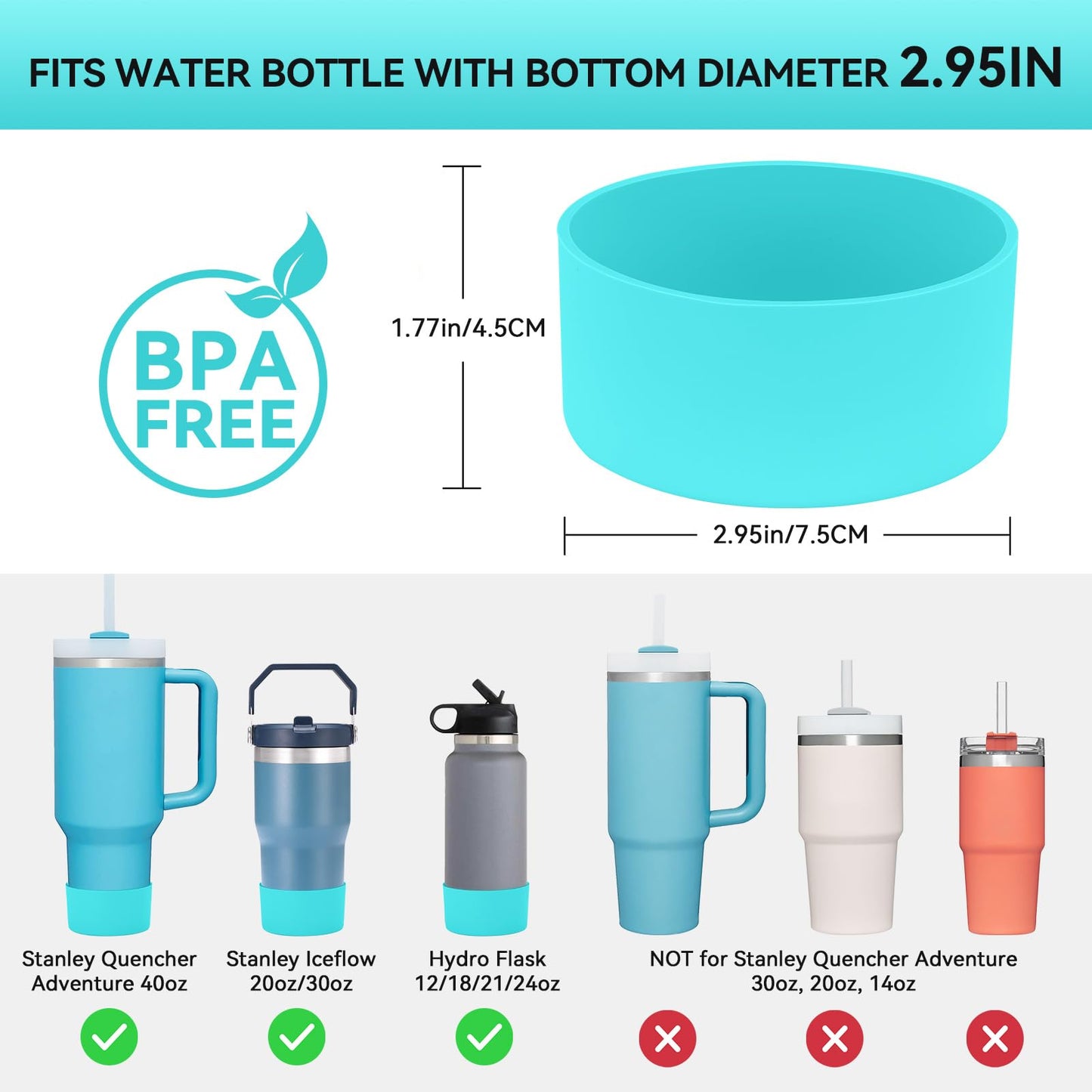 2 PCS for Stanley Boot, Silicone Bottom for Stanley Cup Boot Quencher Adventure 40oz&for Hydroflask Boot 12-24oz for Stanley Tumbler Accessories for Stanley Cup Accessories Avoid Scratches&Noise