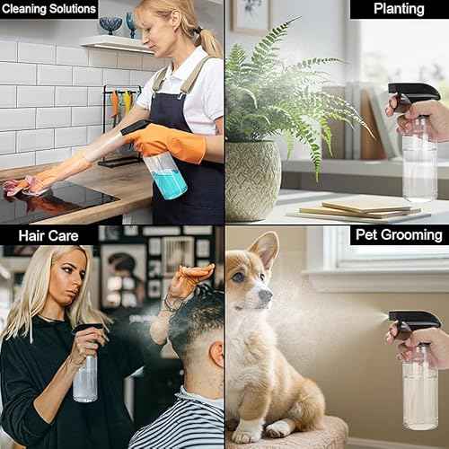Spray Bottles 16.9oz Plastic Empty Spray Bottle for Hair Mist/Stream Spraying Heavy Duty Water Spray Bottles for Cleaning Solutions, Plants, Essential Oils 2 Pack (16.9oz)