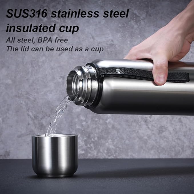 Vacuum Insulated Thermos SUS316 Stainless Steel Outdoor Sports Insulated Cup, Free of Bisphenol A, Maintains Cold and Hot for 24 Hours, Insulated Bottle (500ml/17oz)