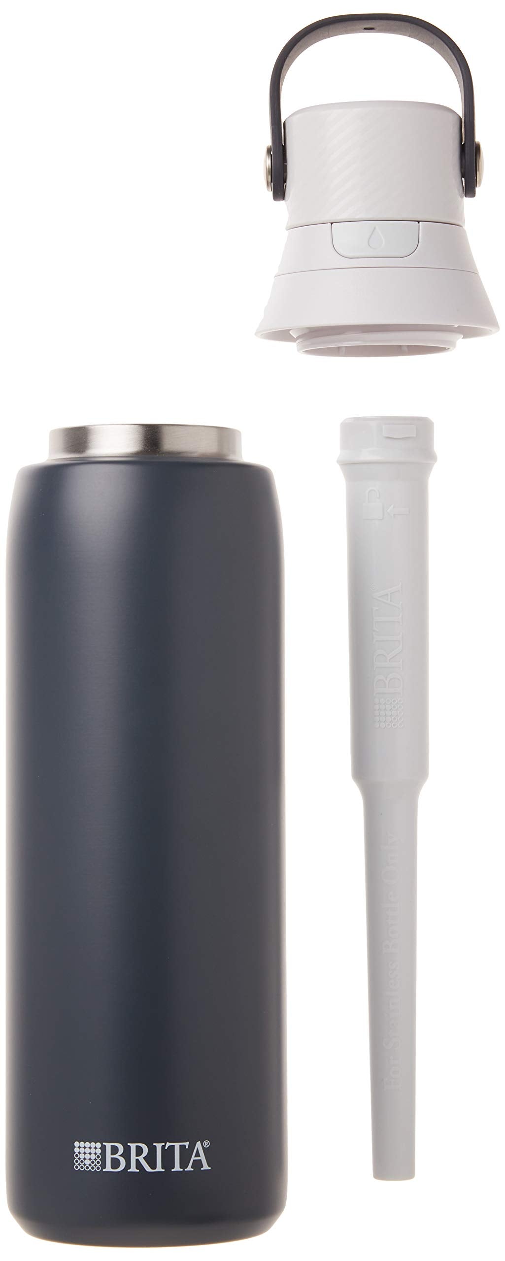 Brita Stainless Steel Premium Filtering Water Bottle, BPA-Free, Reusable, Insulated, Replaces 300 Plastic Water Bottles, Filter Lasts 2 Months or 40 Gallons, Includes 1 Filter, Carbon - 20 oz.