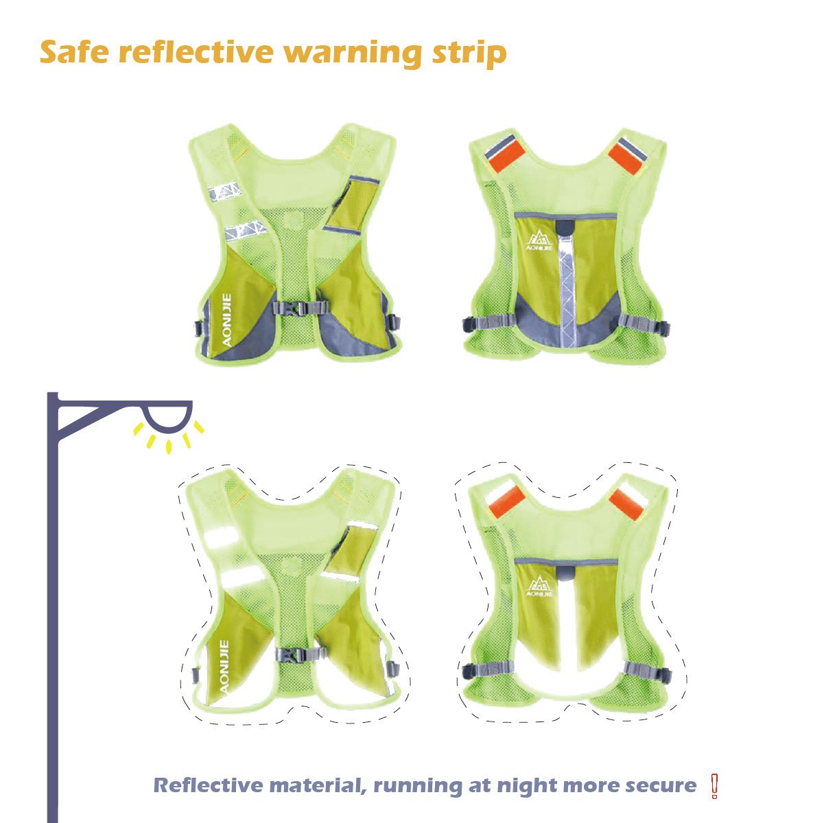 JEELAD Running Hydration Vest Hydration Backpack for Man Women with Water Bladder for Cycling Running Race Marathon Trail (#01 Green -with 2 Water Bottles(250ml), One Size)