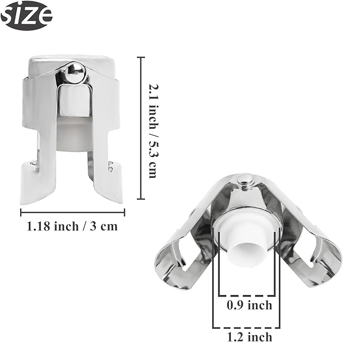 LIZIMANDU Champagne Stopper, Stainless Steel Bottle Plug Sealer for Sparkling Wine, Superior Leak,keeps Wine, Champagne, Prosecco, Cava, and Sparkling Wine fresh longer(1-Silver)