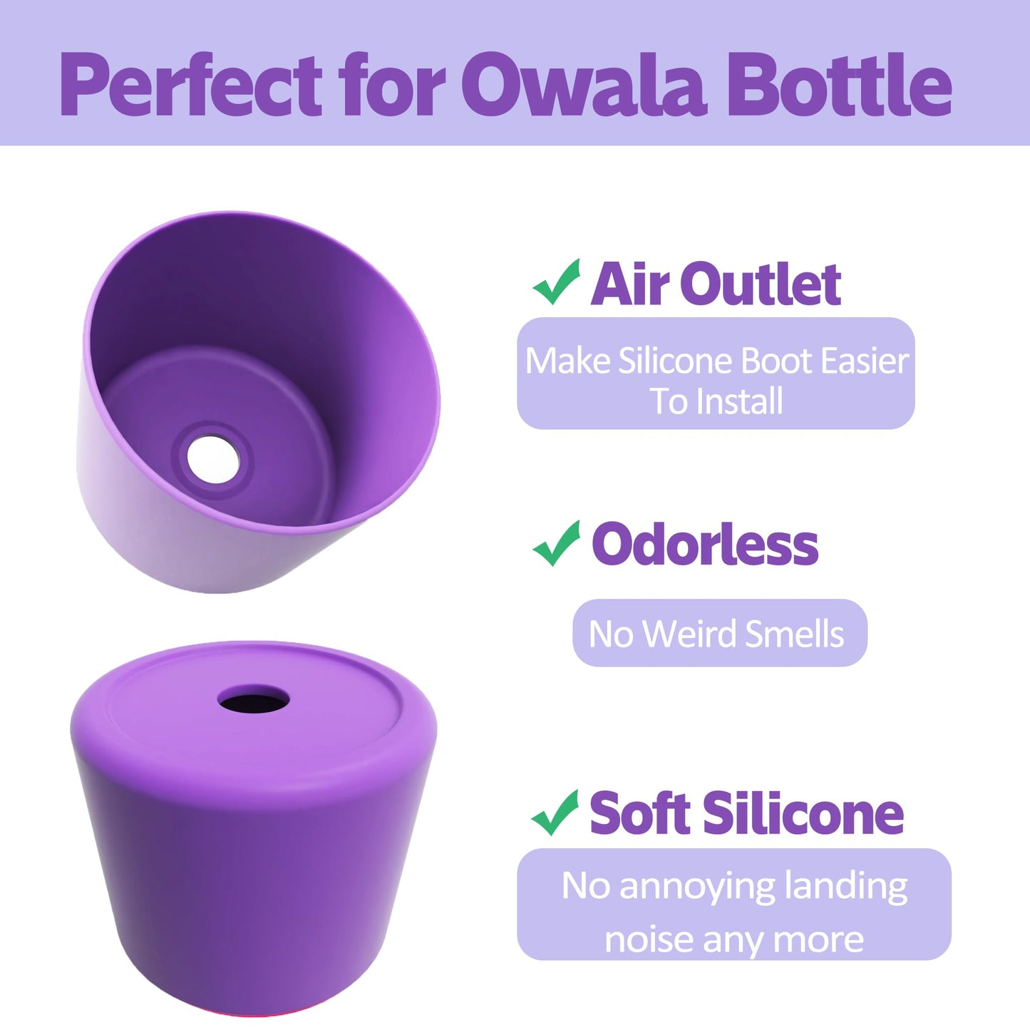 AESKEIA 2PCS Silicone Water Bottle Boot for Owala 24oz 32oz 40oz,Anti-Slip Protective Sleeve Bottom Bumper Protector for FreeSip, Twist, and Flip Stainless Steel Water Bottles (Purple, 40oz)