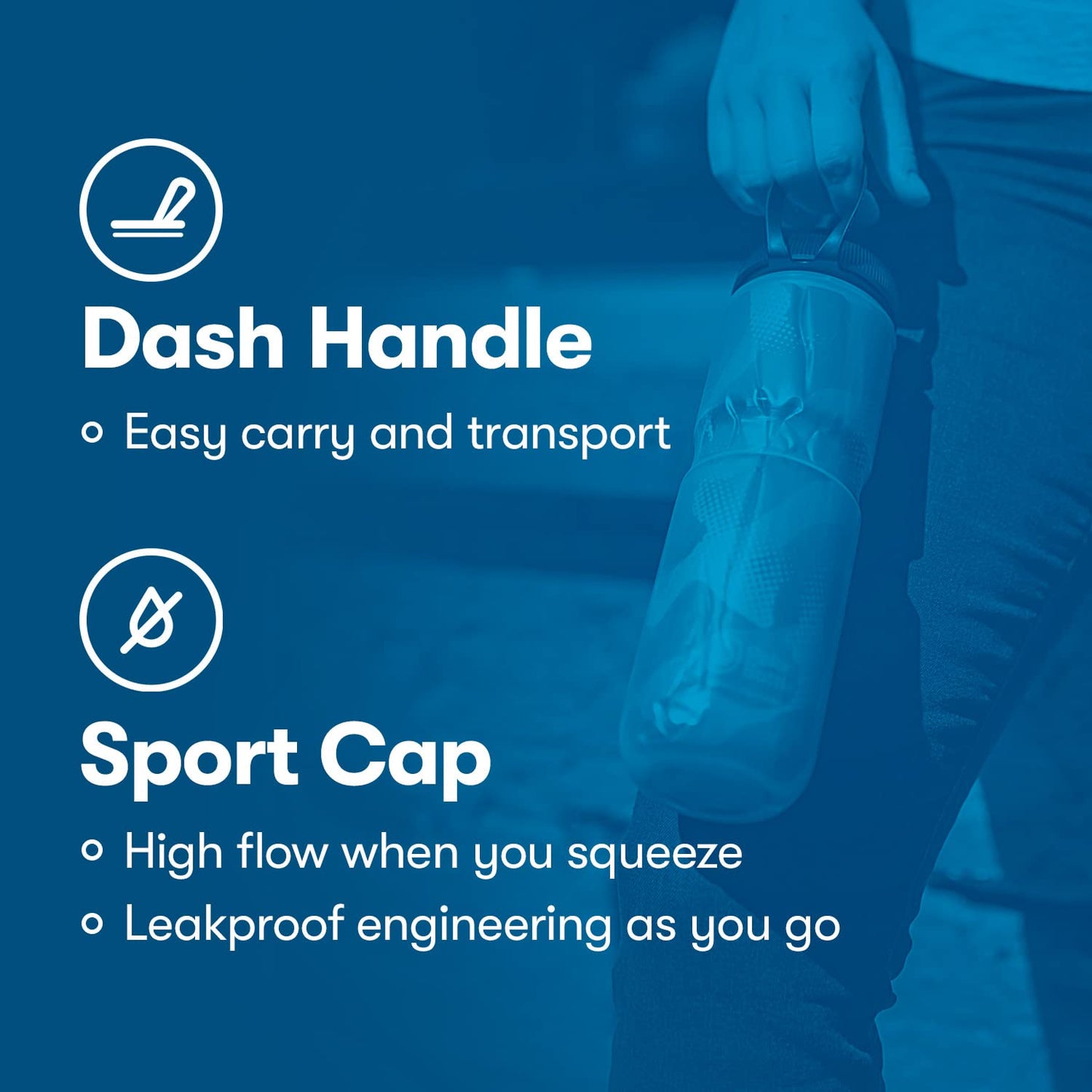 Polar Bottle Sport Insulated Water Bottle - BPA-Free, Sport & Bike Squeeze Bottle with Handle (Fly Dye - Electric Blue, 20 oz)