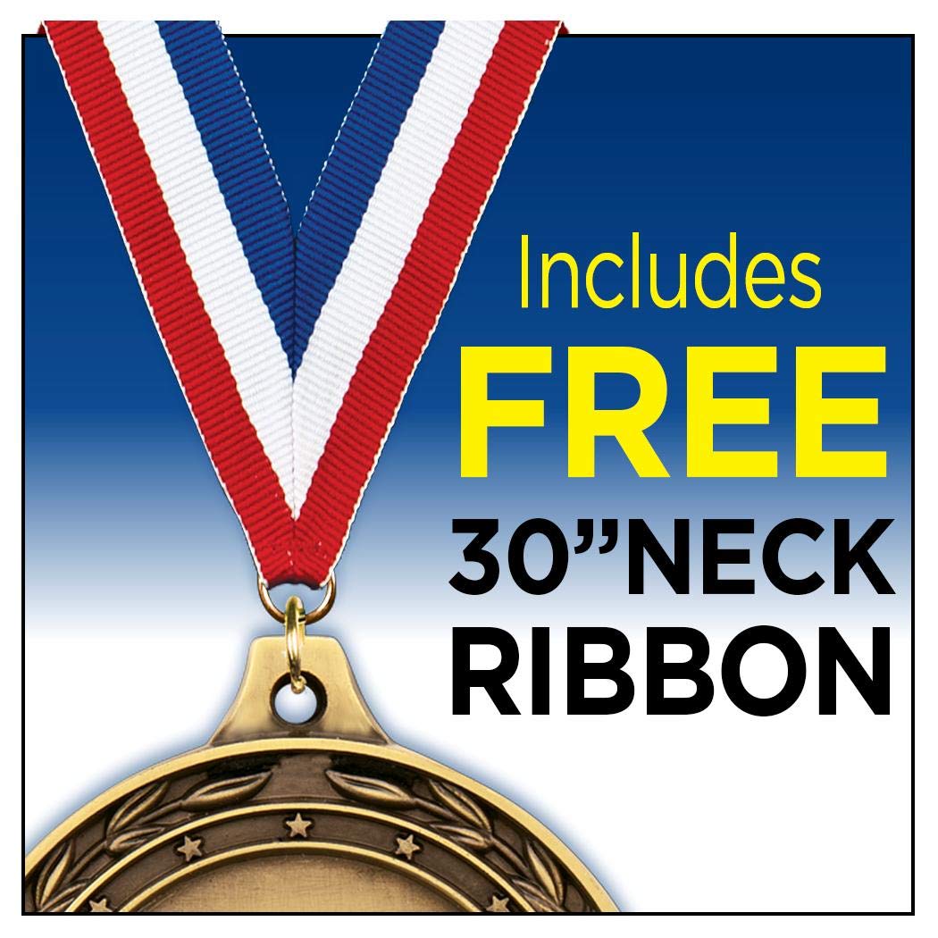 10K Medals, 2" Gold 10K Race Medal Award with Free Custom Engraving 5 Pack