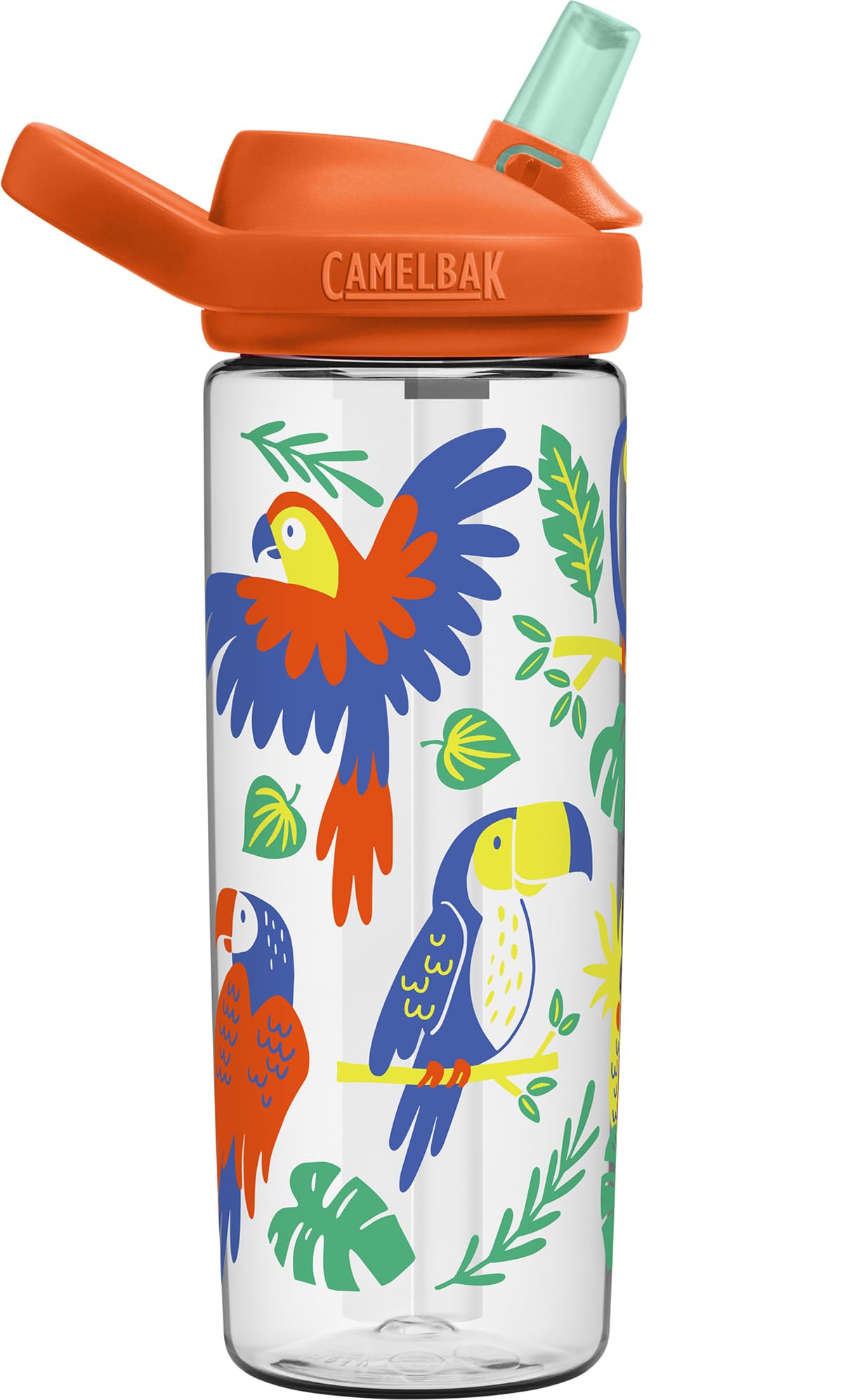 CamelBak Eddy+ 20oz Kids Water Bottle with Tritan Renew – Straw Top, Leak-Proof When Closed, Tropical Birds